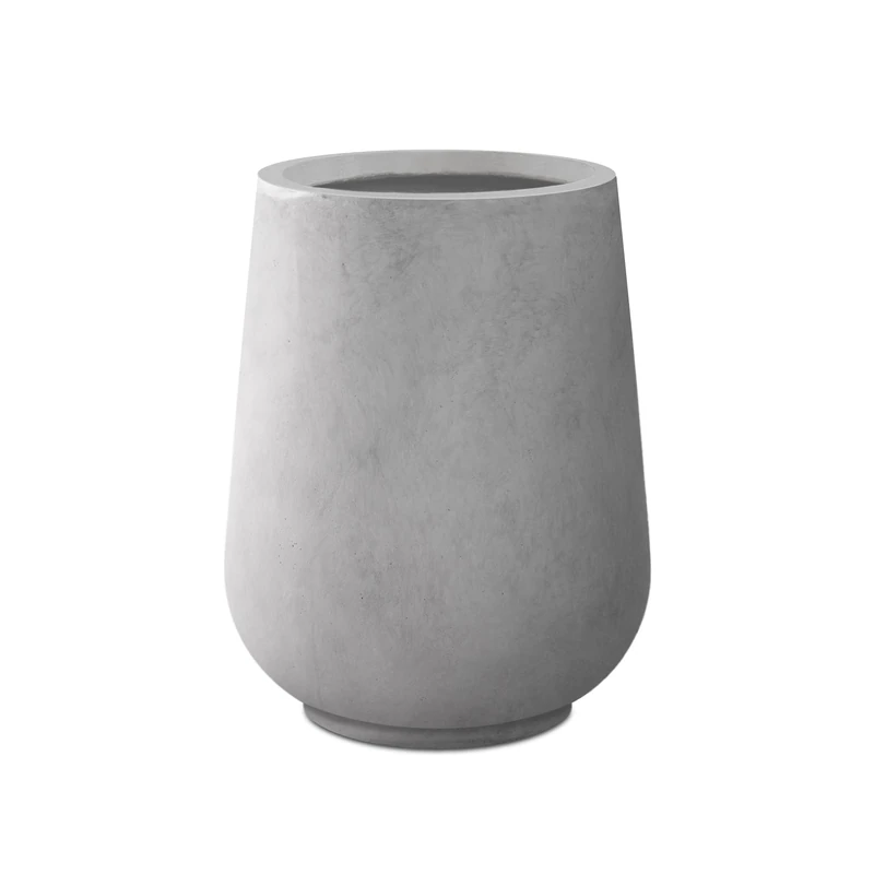 Kante 14" H Round Concrete Planters, Large Outdoor Indoor Tall Plant Pots with Drainage Hole and Rubber Plug for Home and Garden Patio,Natural Concrete