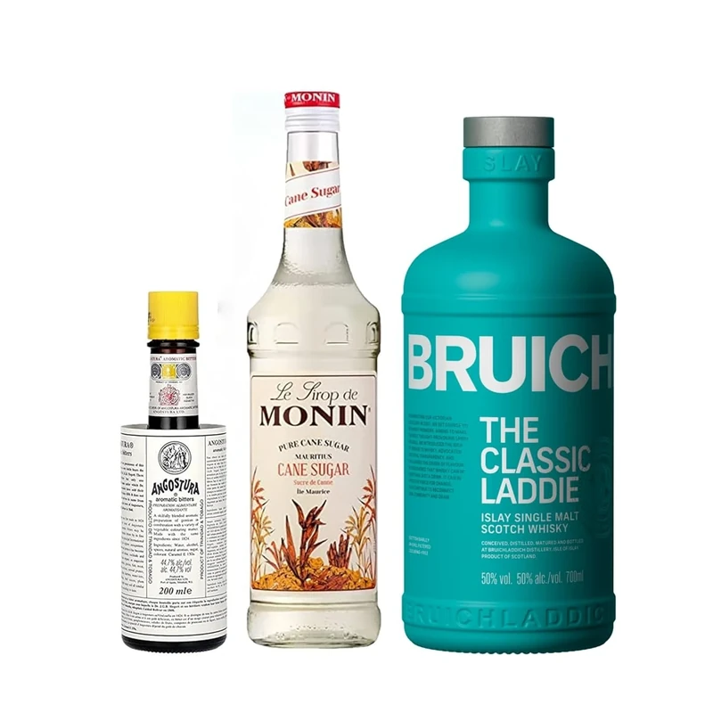 Bruichladdich "Old Fashioned" Cocktail Bundle - The Classic Laddie Islay Single Malt Scotch Whisky, MONIN Premium Cane Sugar Syrup & Angostura Aromatic Bitters