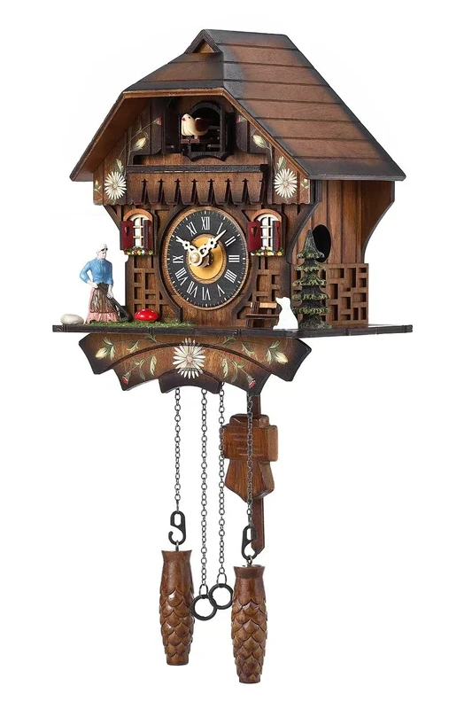Kintrot Cuckoo Clock Traditional Black Forest Handcrafted Wooden Quartz Wall Clock with 12 Melodies