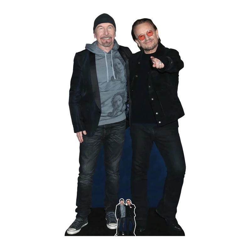 Star Cutouts CS991 Bono & The Edge Lifesize Cardboard Cutout with Mini – Must-Have Display for U2 Fans, Music Events & Collector Rooms