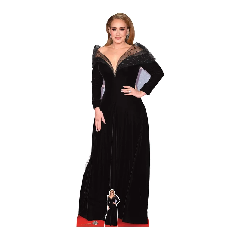 CS971 Adele Black Dress Lifesize Cardboard Cutout with Mini