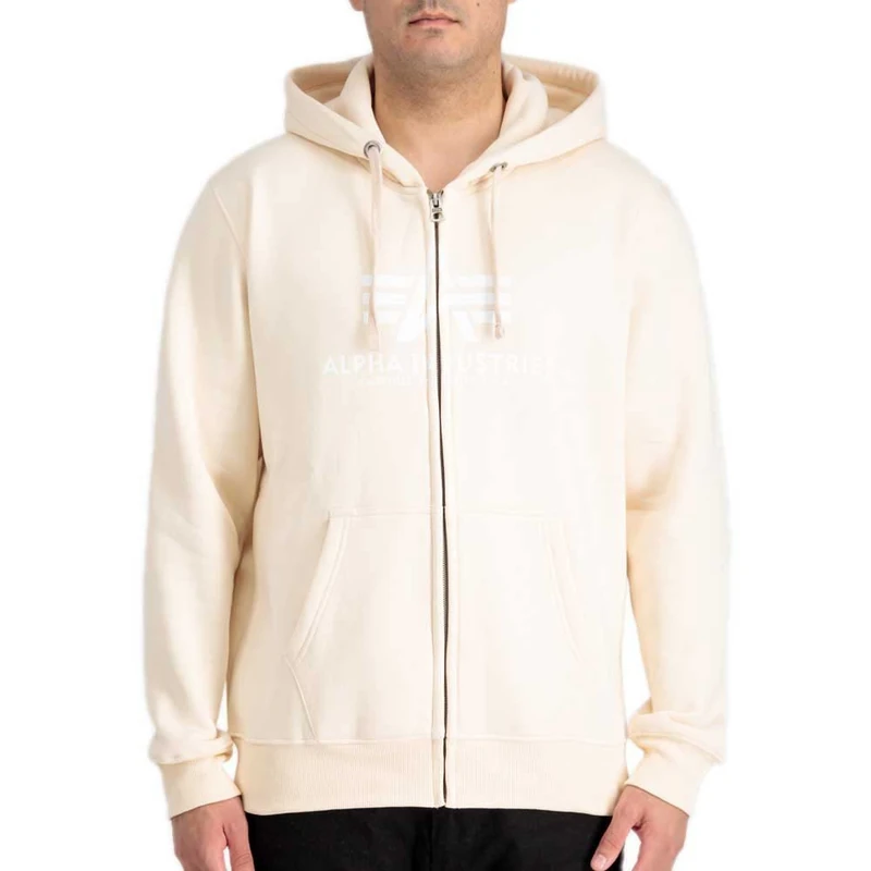 ALPHA INDUSTRIES Men's Basic Zip Hoody HOODY, 578-jet stream white,
