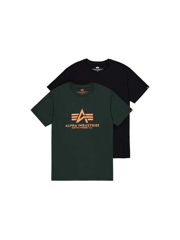 Alpha Industries Basic T 2 Pack T-Shirt for Men Black/Dark Petrol - Image 1