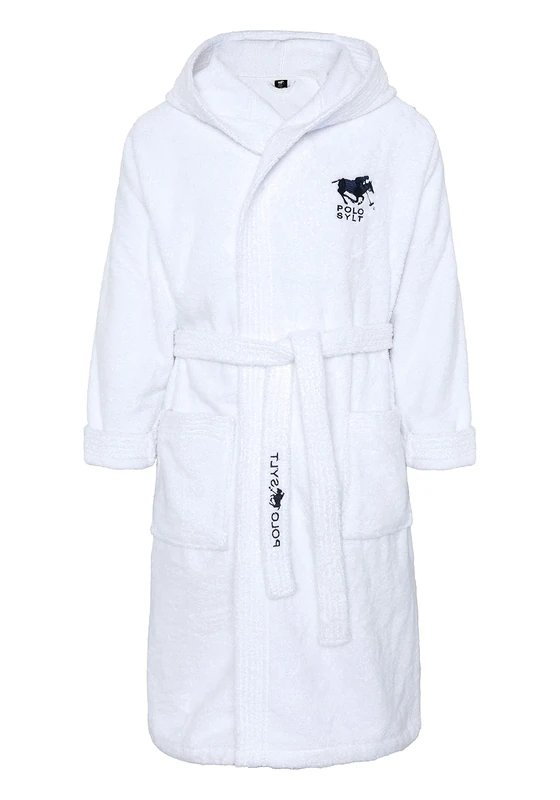 Polo Sylt Unisex Cotton Bathrobe with label embroidery, Bright White, M