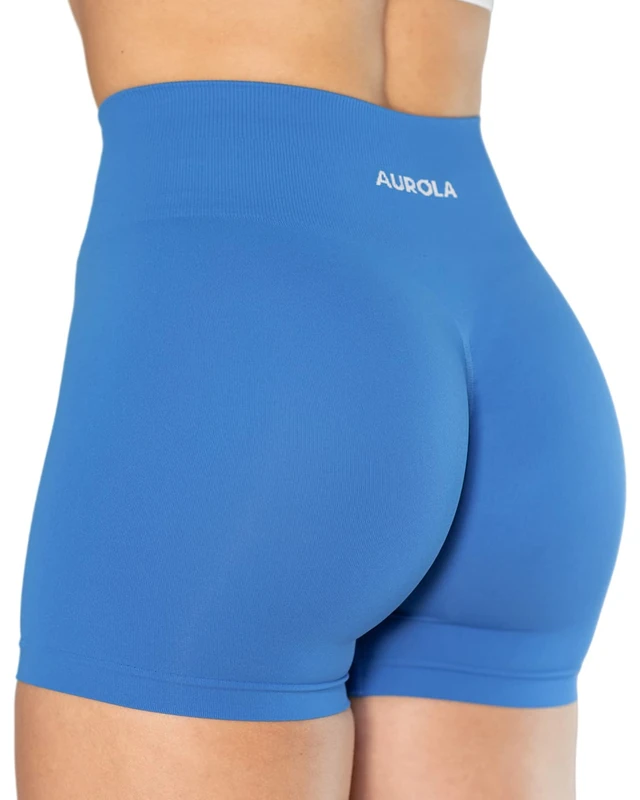 AUROLA Dream Collection Workout Shorts for Women High Waist Seamless Scrunch Athletic Running Gym Yoga Active Shorts, Diva Blue, M