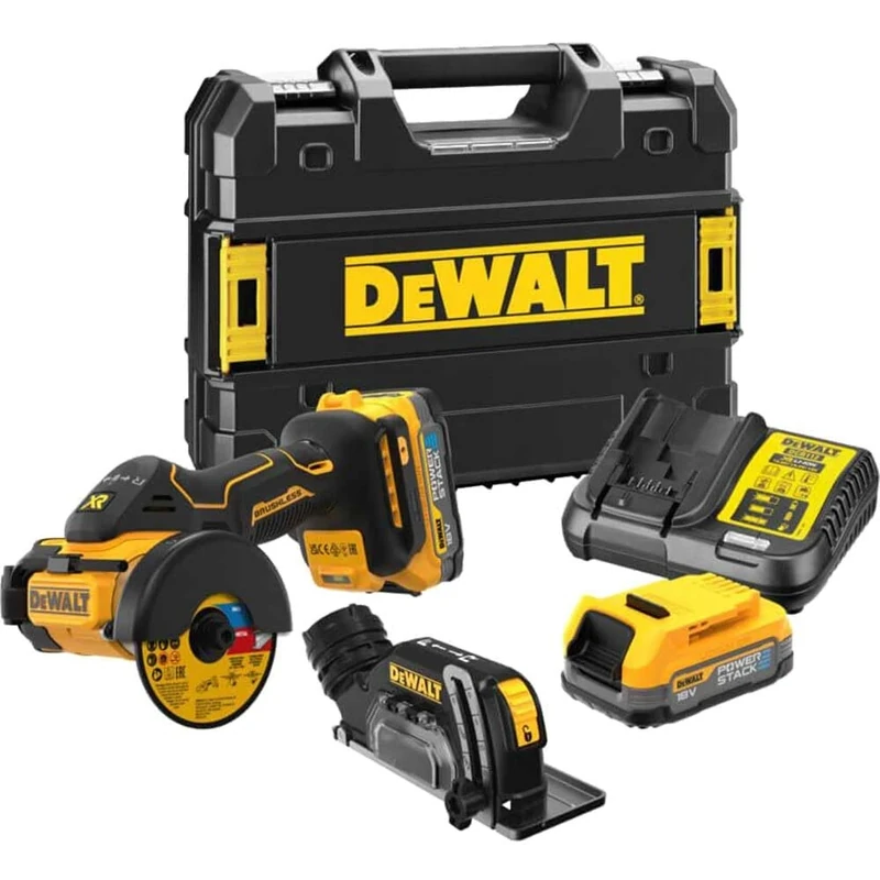 DeWALT DCS438E2T-GB 18V Brushless Cut Off Tool with 2 x 1.7Ah Powerstack Batterys Kitbox and Charger