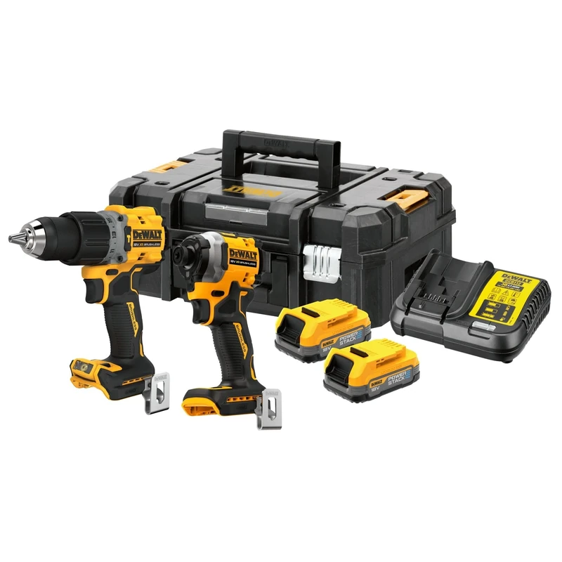 DEWALT DCK2050E2T-GB 18V XR BL G3 Compact Twin Kit (DCD805 + DCF850), 2X POWERSTACK Batterys & Charger