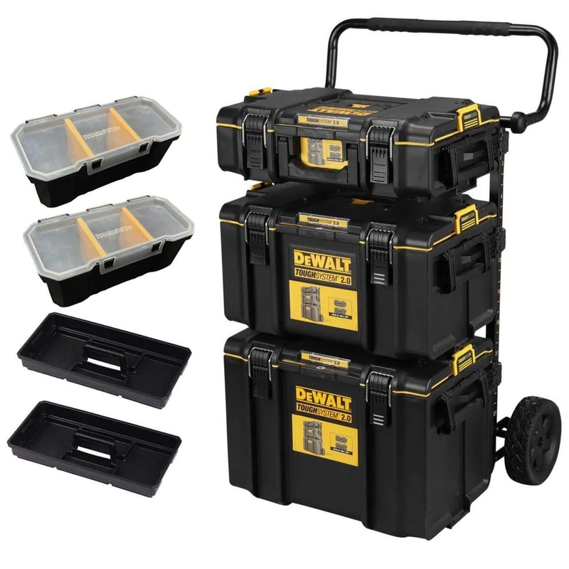 DEWALT TOUGHSYSTEM 2 0 – 4-in-1 Modular Storage Solution Includes toolbox organizer tote and rolling box Durable stackable and ideal for jobsite organization - Image 1