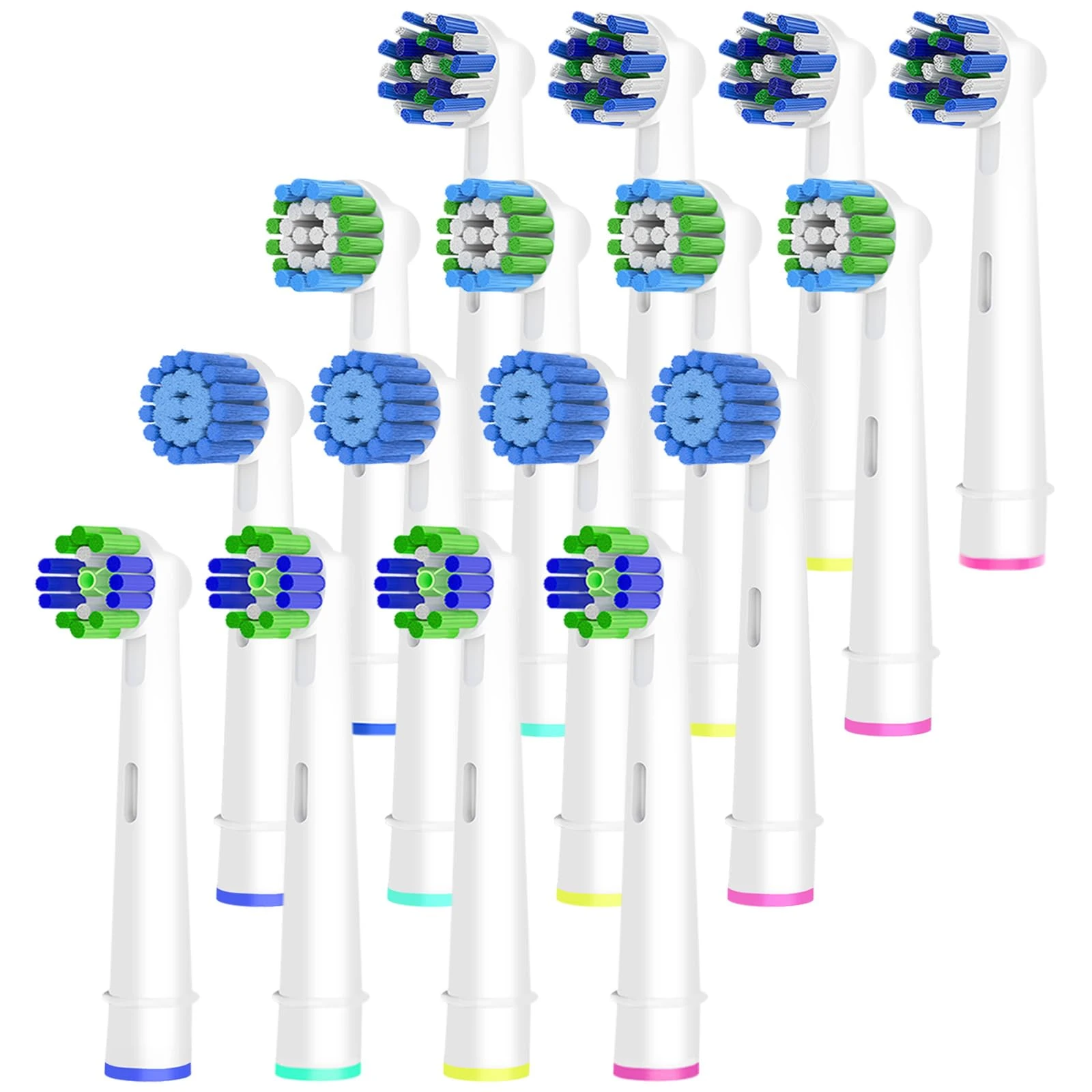 Oral B Compatible Toothbrush Heads, Pack of 4 Precision Clean, 4 Cross Clean, 4 3D Whitening Clean and 4 Sensitive Clean. 16 Count Replacement Brush Heads for Most Braun Oral B Electric Toothbrush.