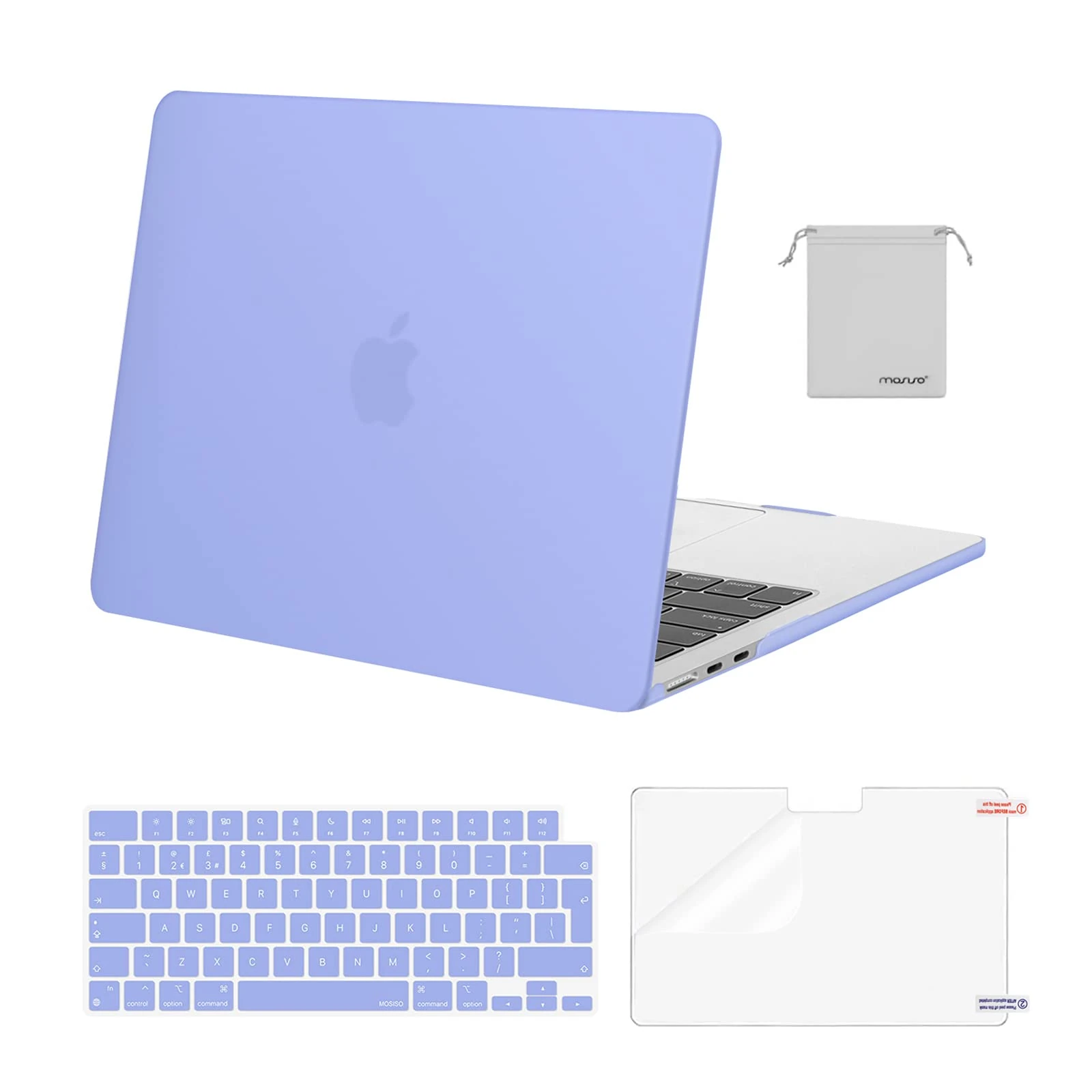 MOSISO Compatible with MacBook Air 13 inch Case M4 M3 M2 2025 2024 2023 2022 A3240 A3113 A2681 Chip, Hard Shell&Keyboard Skin&ScreenFilm&Pouch for MacBook Air 13.6 inch Case M2 M3 M4, Slate Blue