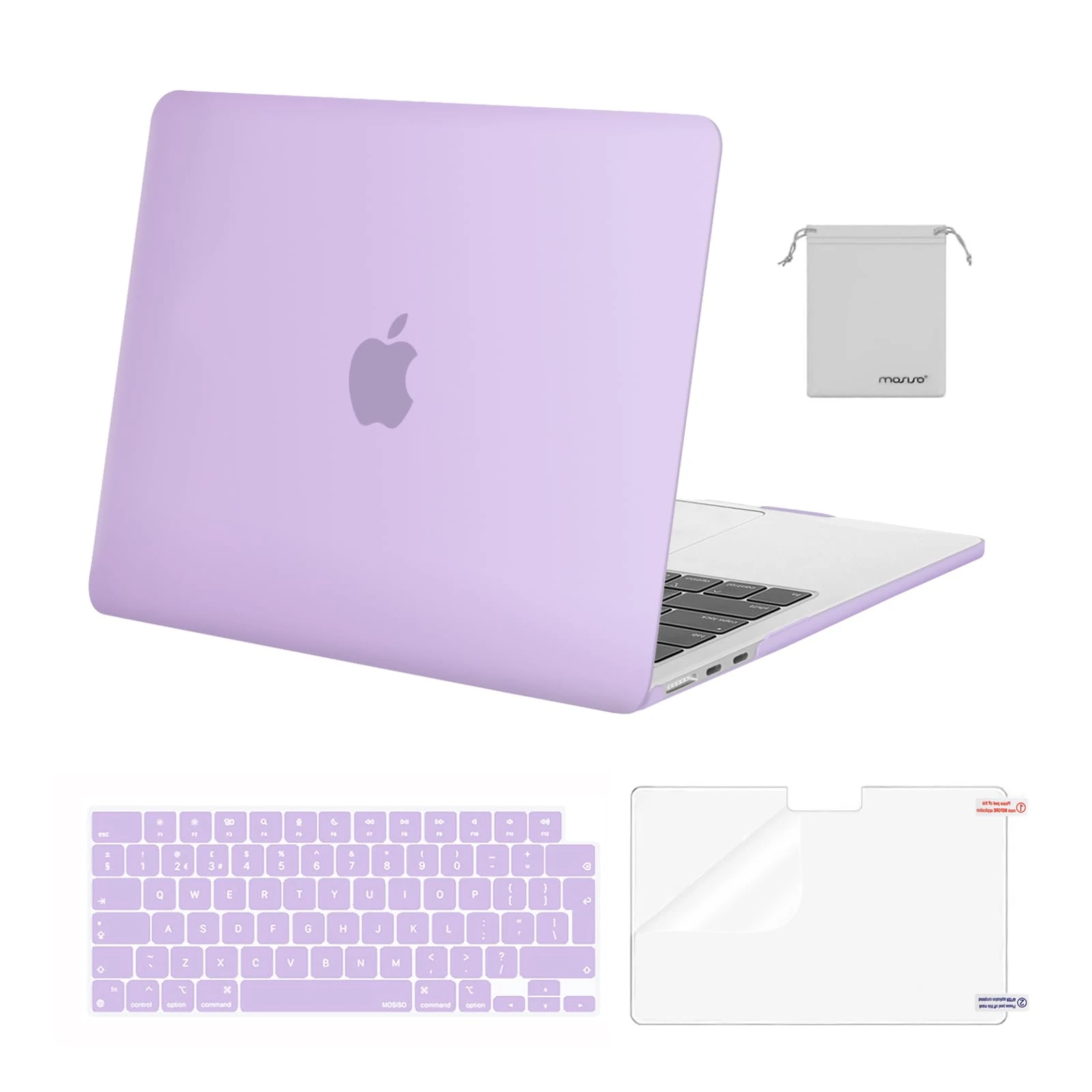 MOSISO Compatible with MacBook Air 13 inch Case M4 M3 M2 2025 2024 2023 2022 A3240 A3113 A2681 Chip, Hard Shell&Keyboard Skin&ScreenFilm&Pouch for MacBook Air 13.6 inch Case M2 M3 M4, Purple