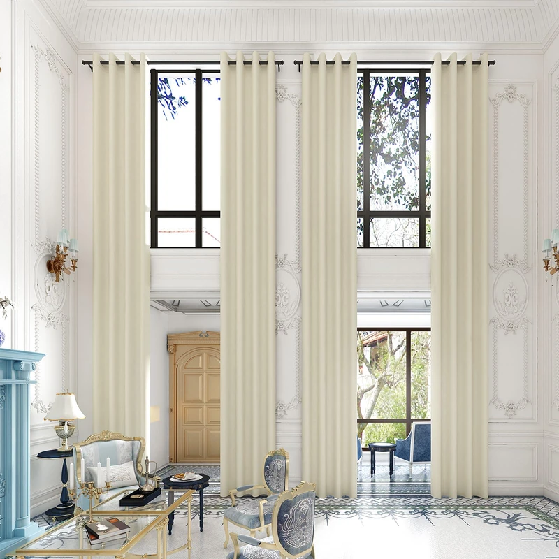Grichril Extra Long Blackout Curtains - 2 Story High Living Room Drapes - Tall Curtains for High Ceiling or Long Window - 144 156 168 192 204 216 240 Inch 12ft-20ft Length(1 Panel,Beige, 52″x192″)