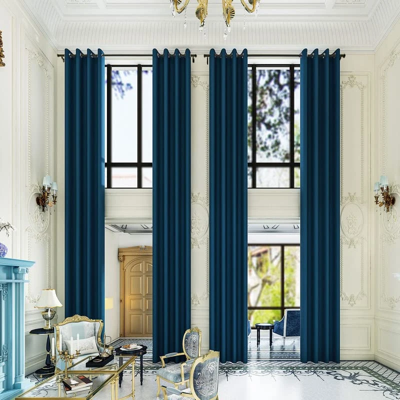 Grichril Extra Long Blackout Curtains, 132 144 156 168 192 204 216 228 240 Inch Length, 2 Story High Living Room Drapes, Tall Curtains for High Ceiling or Long Window(1 Panel,Navy, 52″x168″)