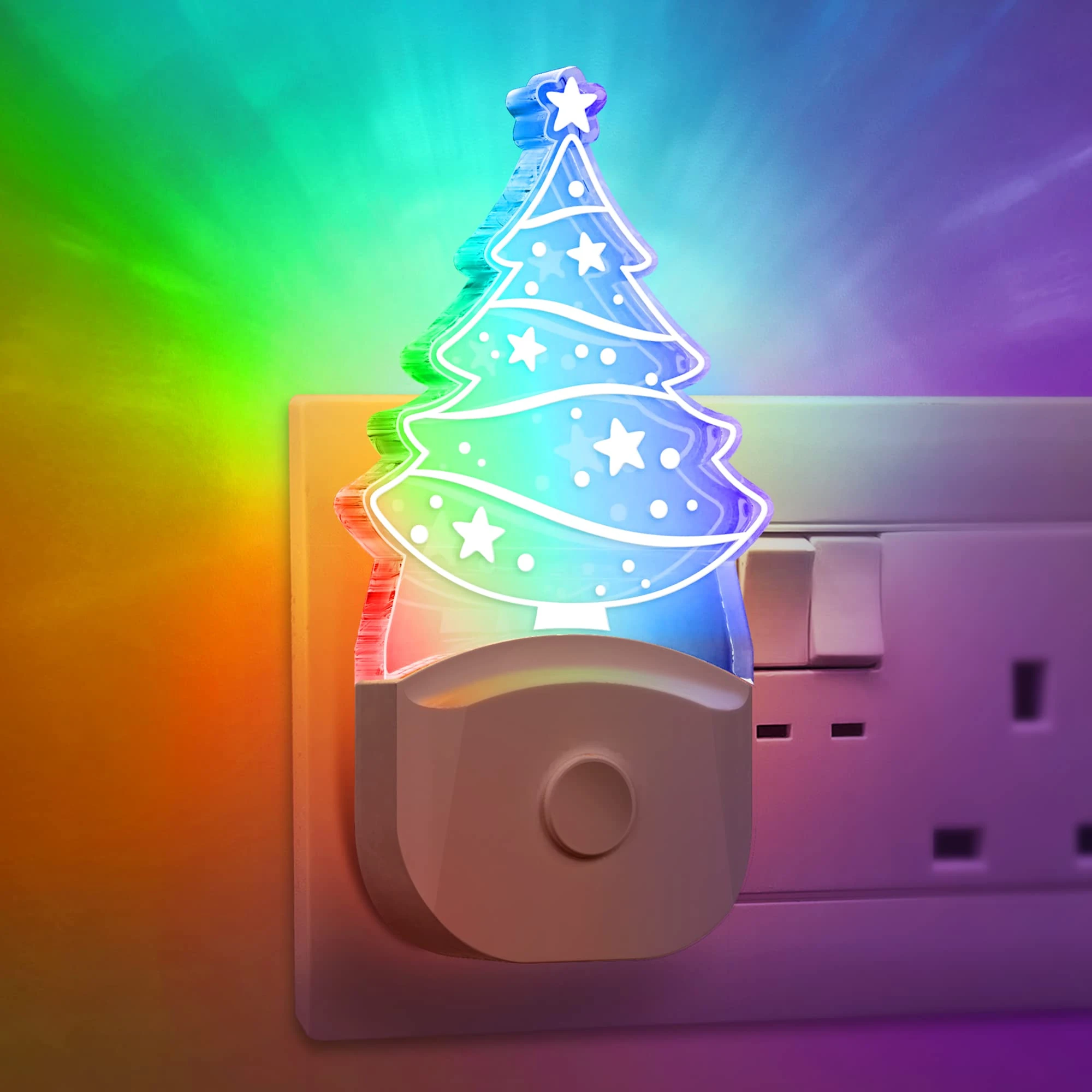 Emeritpro Christmas Tree Night Light Plug in Wall 2 Pack, Plug in Night Light with 8 Color RGB Mode, Dusk to Dawn Sensor, 0.5W Low Energy LED NightLight, Ideal for Christmas Gifts Christmas Decoration