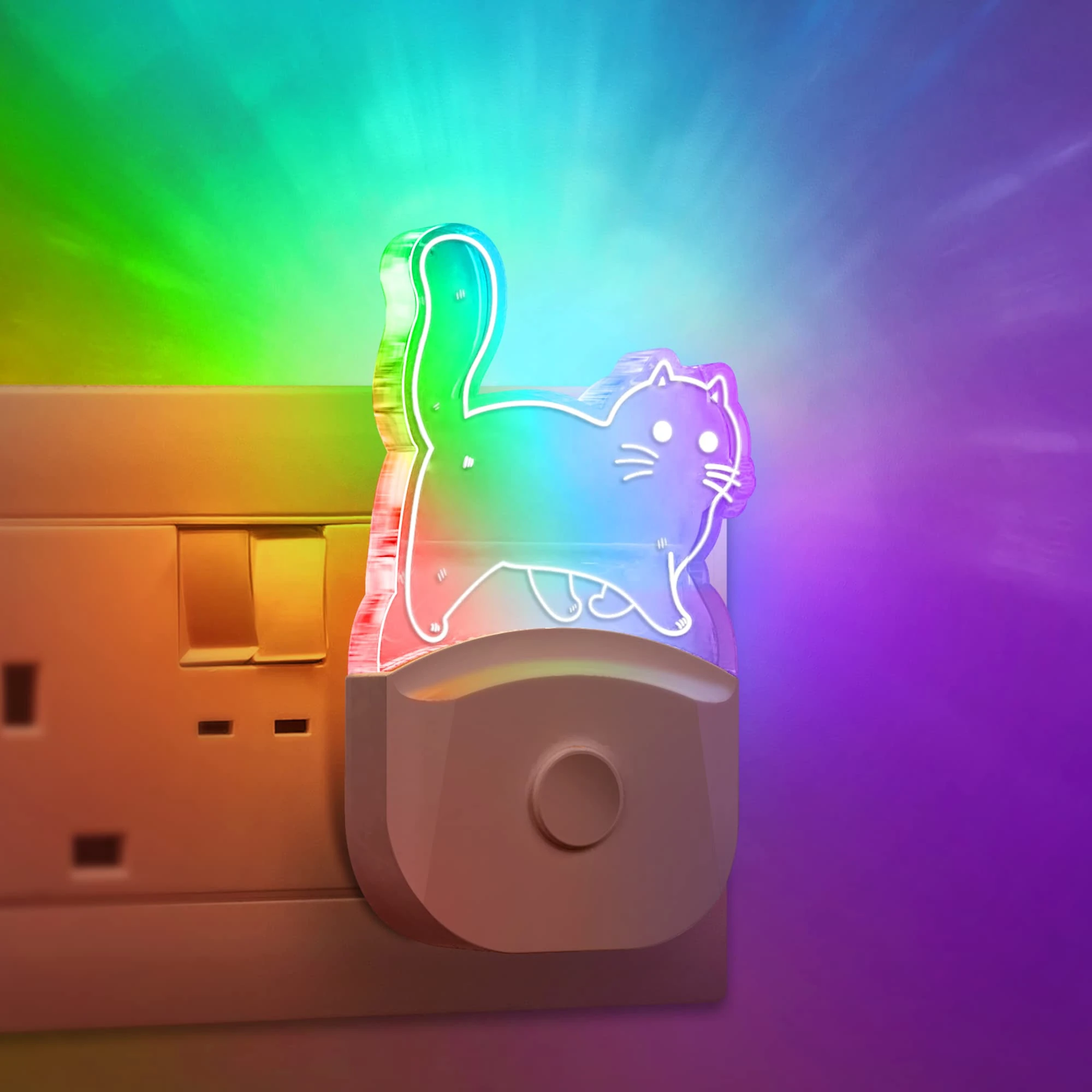 Emeritpro Night Light Plug in Wall, Pretty Cat Night Light Kids 2 Pack, Plug in Night Lighting with 8-Color RGB Mode & Dusk to Dawn Sensor, Ideal for Bedroom Decor Kids Teen Girls Boys Gifts