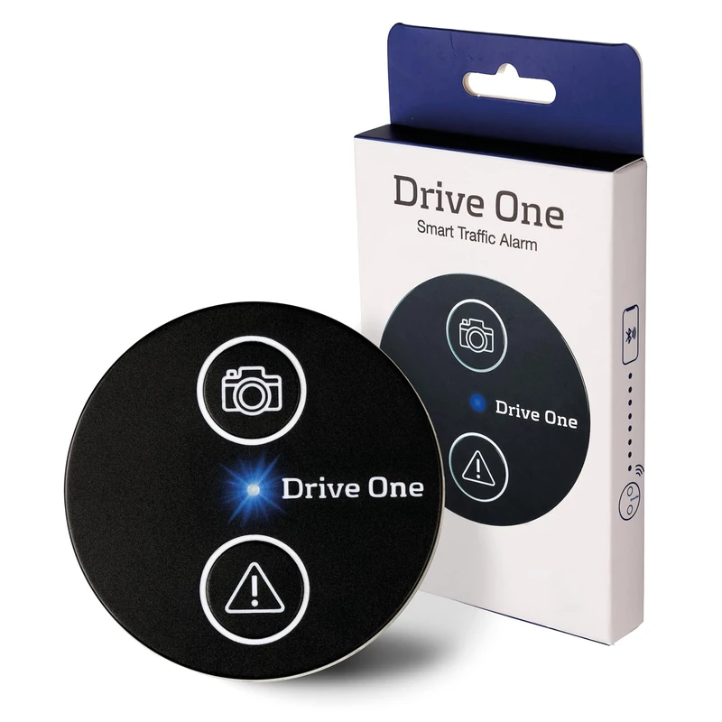 Needit Original Drive One Speed Camera Warner, Radar Detector Warns of Speed Cameras and Dangers in Road Traffic in Real Time, Automatically Active After Connection with Smartphone on Bluetooth, Data