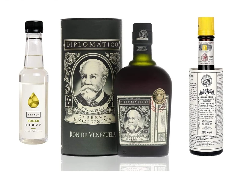 Perfect Serve Rum Old Fashioned Bundle with Diplomático Reserva Exclusiva, Angostura Bitters & Simply Sugar Syrup