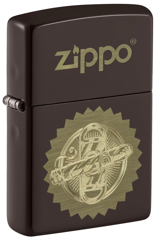 Zippo Windproof Lighter, Cigar and Cutter Design – Brown, Laser Engraving/Auto Engraving – Refillable, Reusable, Windproof Design – Comes in Gift Box – Made in USA