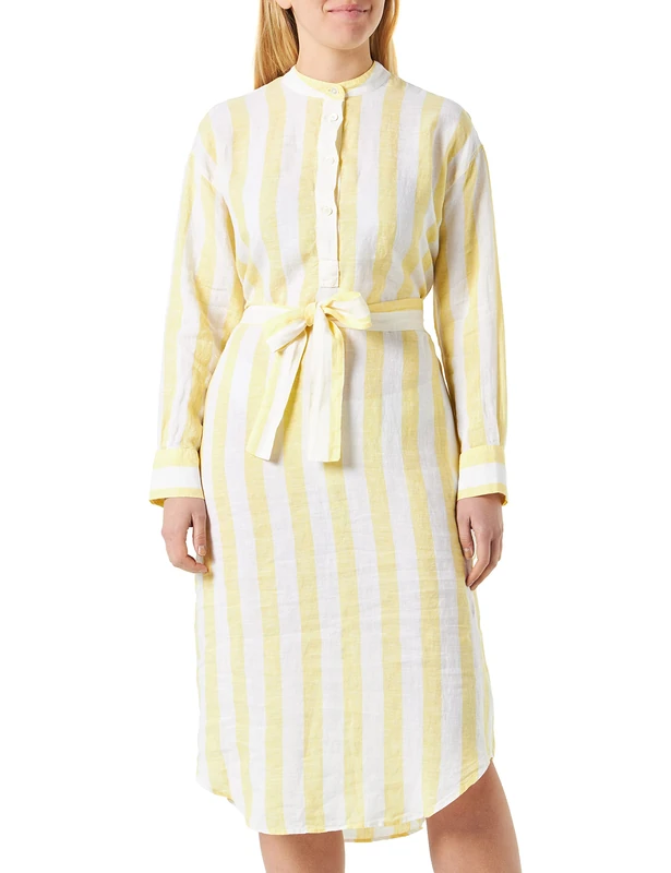 Seidensticker Women's Regular fit Long-Sleeved Blouse Dress, Yellow, 14