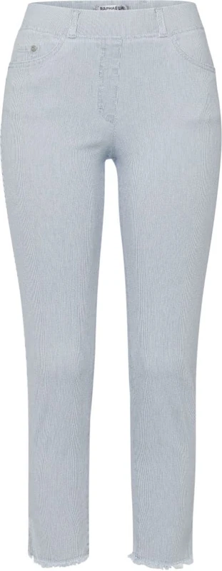 Raphaela by Brax Women's Lavina Fringe Denim Pinstripe Jeans, White/Blue, 36