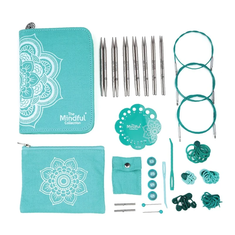 KnitPro The Mindful Collection Believe Interchangeable Needles Set 5" (13cm) | 7 Sizes (3mm to 6mm) with Accessories