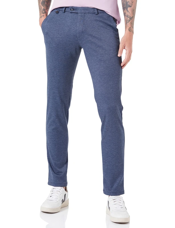 bugatti Men's 4096-36827 Slackhose Trousers, Blue-360, 35 W/32 L