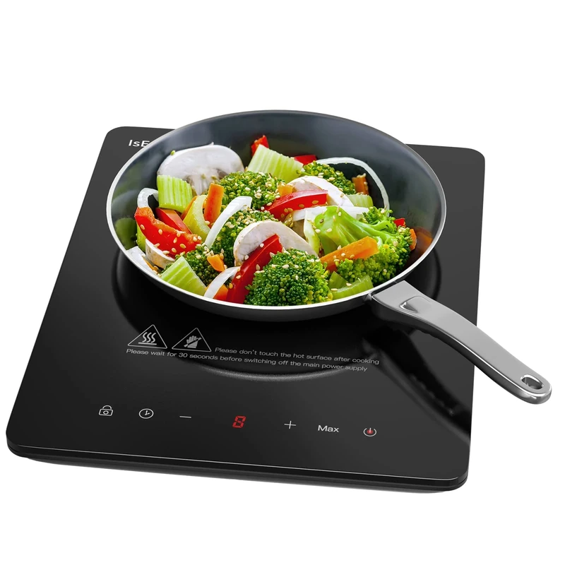 Portable Induction Hob, IsEasy Induction Hob 9 Temperature Power Setting 2100W Electric Cooktop with LED Display, Sensor Touch Control