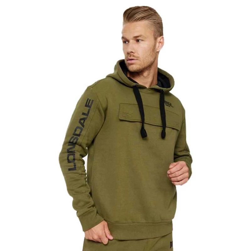 Lonsdale Men's Rushen Hooded Sweatshirt, Green, XL