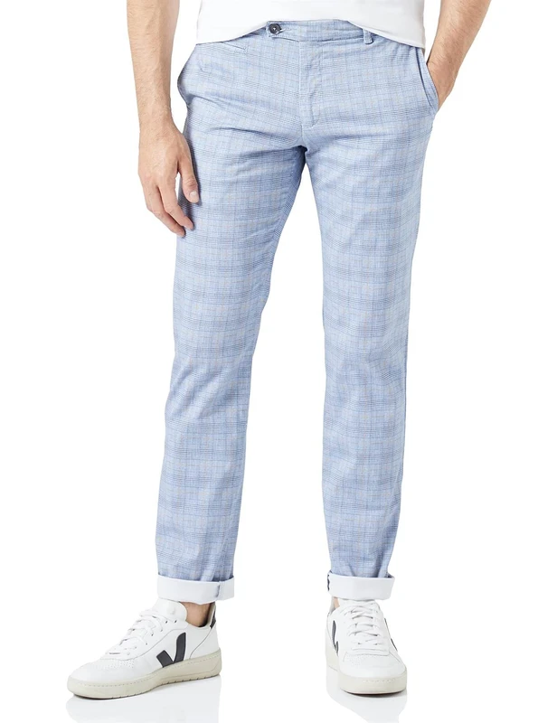 bugatti Men's 4134-36385 Trousers, Blue-Grey-330, Modern Fit, Blue-grey-330, 30 W/34 L