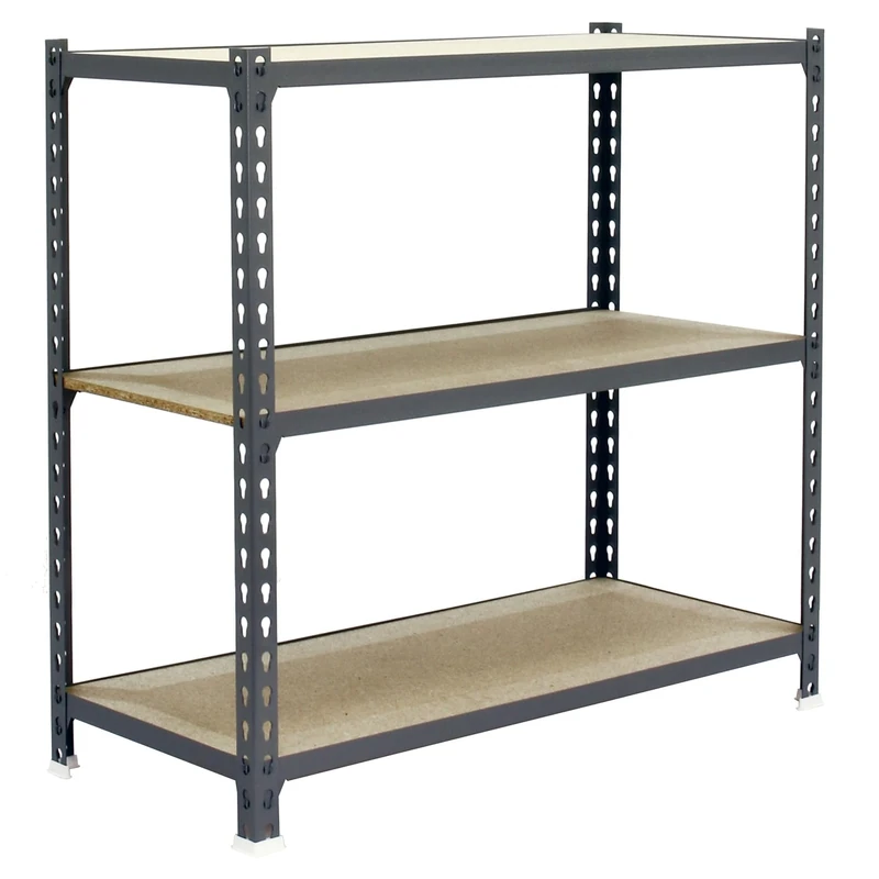 Simon Rack Garage Shelving Unit 1000x1000x400 mm, 3 Tier Metal Rack with 16 mm MDF Shelves, 150 kg per Shelf, Grey/Wood – Maderclick