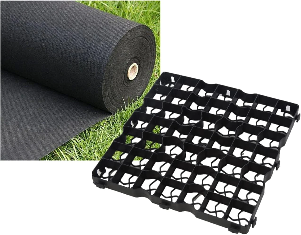 FXDM Gravel Grid Shed Base - Plastic Grid for Driveways, Garden Flooring & Paths - Carports Grass Grid & Garden Path Mat - Lawn, Greenhouse Deck, Turf Shed Base Path Base Mat, 12 Grids = 3m², Black