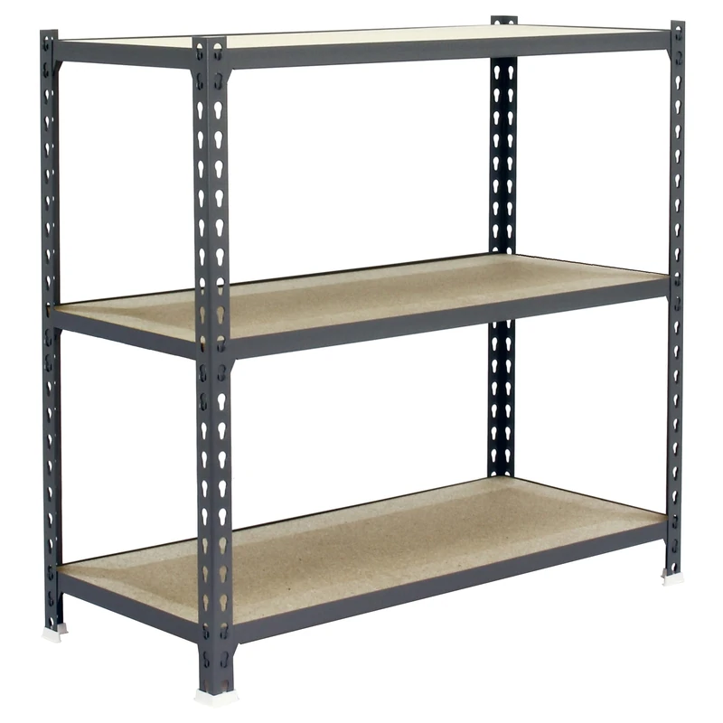 Simon Rack Garage Shelving Unit 1000x1100x400 mm, 3 Tier Metal Rack with 16 mm MDF Shelves, 200 kg per Shelf, Grey/Wood – Maderclick