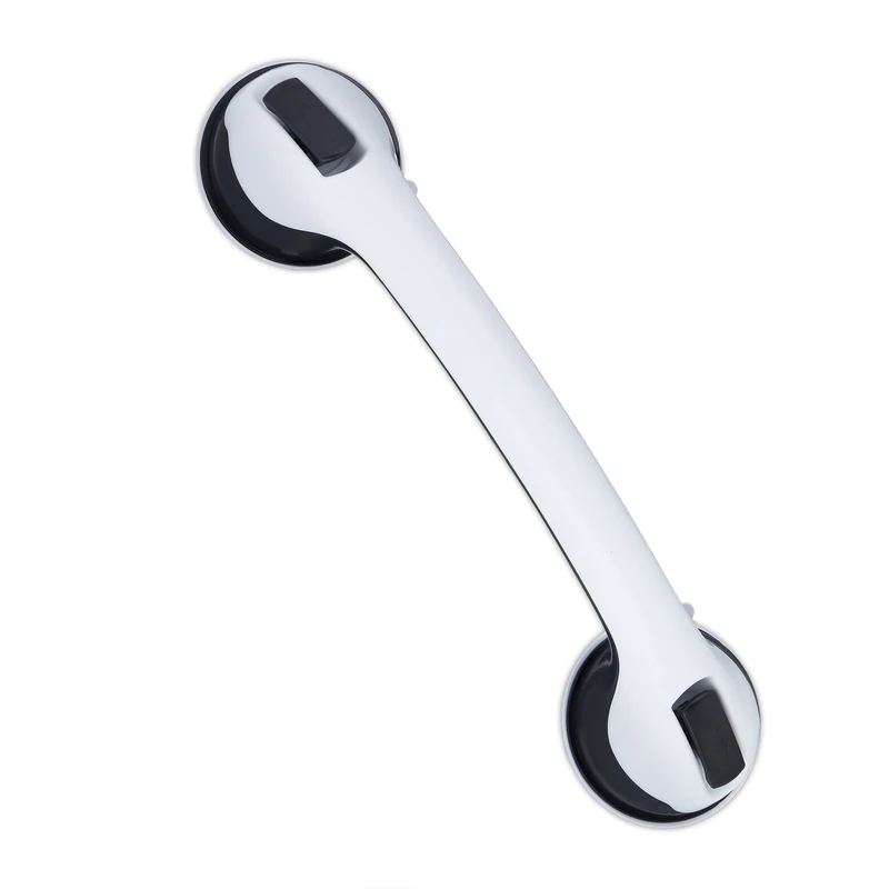 Relaxdays Suction Grab Handle, Shower & Bath, Max. Load 70 kg, for the Elderly, Disability Aid, 30x10x8.5cm, White/Black