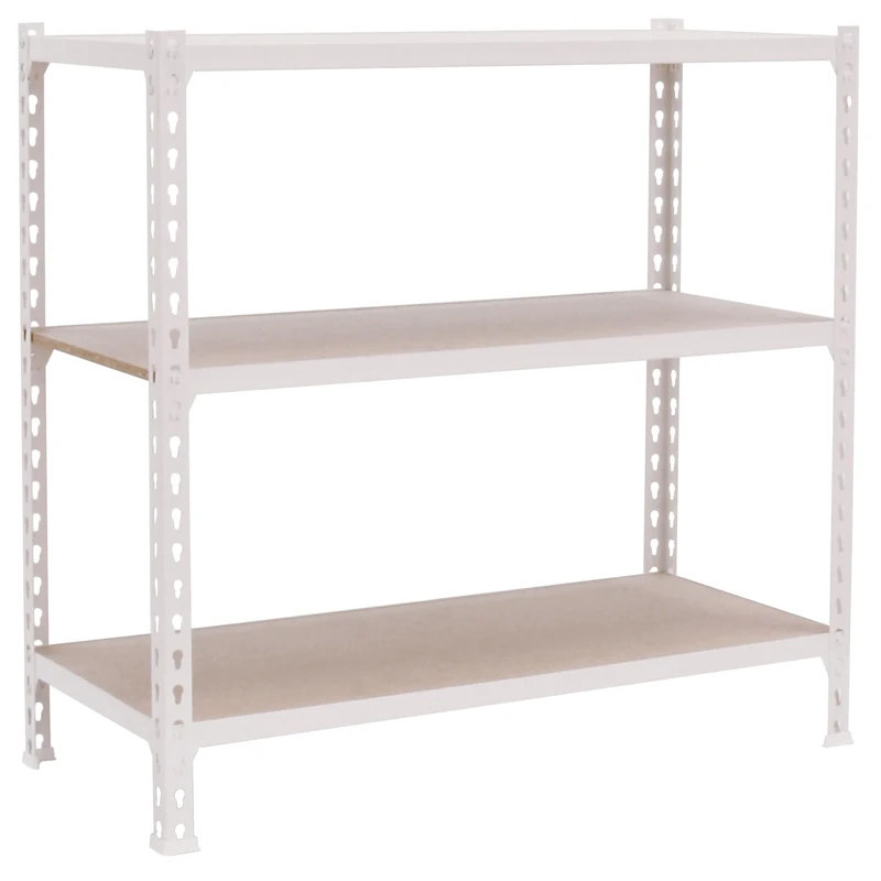 Simon Rack Garage Shelving Unit 1000x900x500 mm, 3 Tier Metal Rack with 16 mm MDF Shelves, 150 kg per Shelf, White/Wood – Maderclick