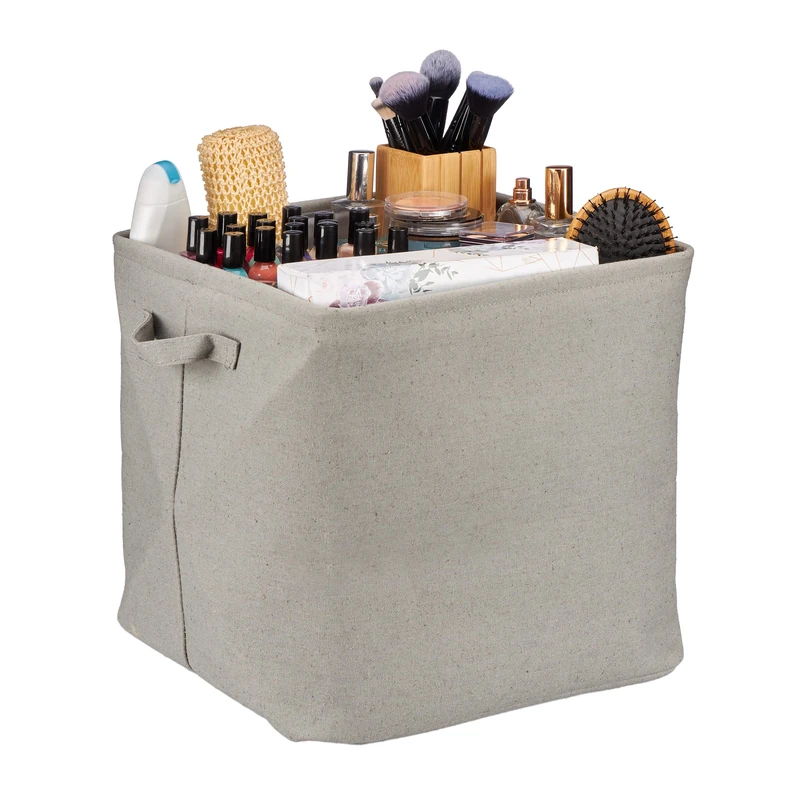 Relaxdays Fabric Storage Basket, Grey, 33 x 33 x 33 cm