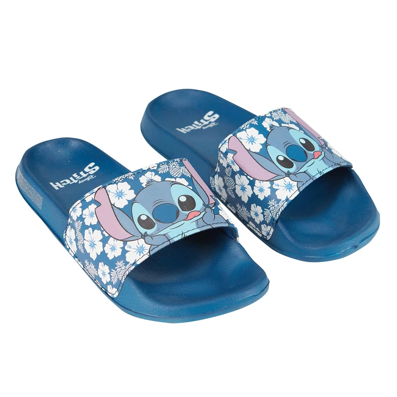 Disney Ladies Lilo and Stitch Slides - Ladies Classic Lilo and Stitch Slide Sandals Lilo and Stitch Slip On Slides Shoes (Blue, 10) - Image 1