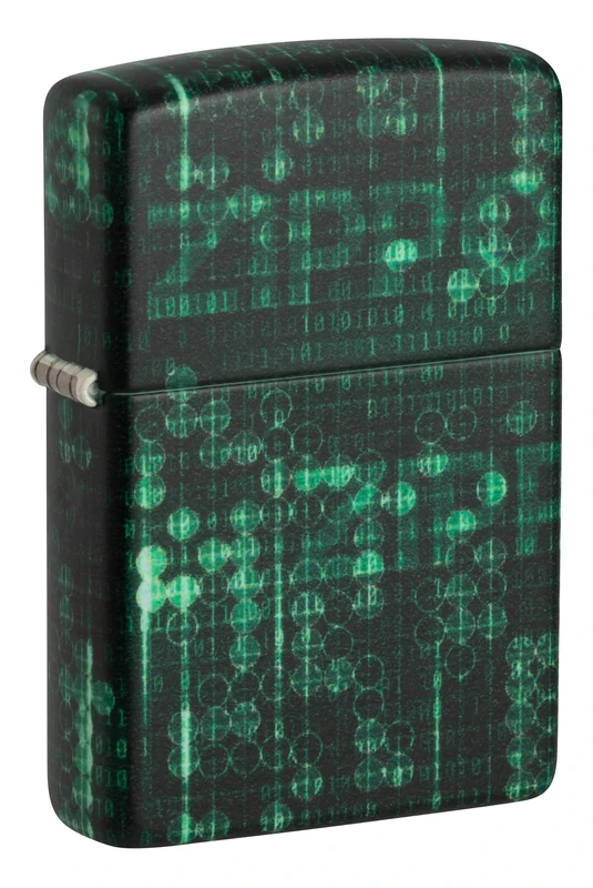 Zippo Windproof Lighter, Computer Hacker Cyberpunk Matrix Pattern Design – 540° Glow-in-the-Dark – Refillable, Reusable, Windproof Design – Comes in Gift Box – Made in USA