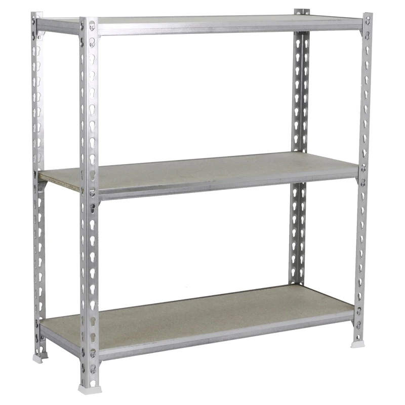 Simon Rack Garage Shelving Unit 1000x1000x500 mm, 3 Tier Metal Rack with 16 mm MDF Shelves, 150 kg per Shelf, Galvanised/Wood – Maderclick