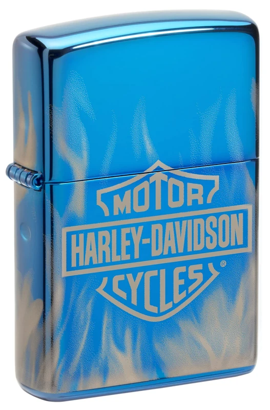 Zippo Windproof Lighter, Harley-Davidson Design – High Polished Blue, Photo Image 360° – Refillable, Reusable, Windproof Design – Comes in Gift Box – Made in USA