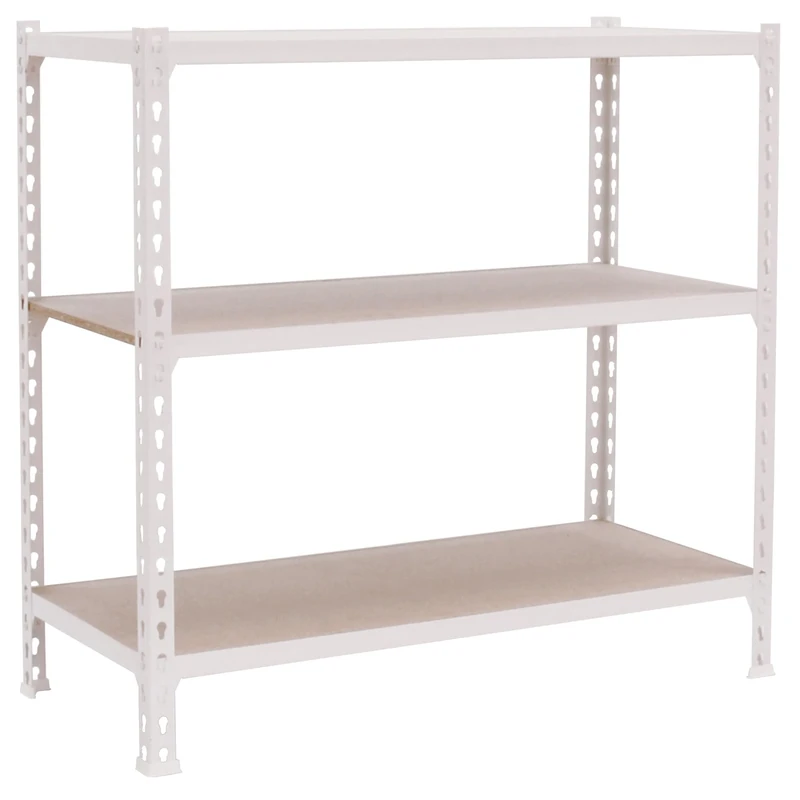 Simon Rack Garage Shelving Unit 1000x900x400 mm, 3 Tier Metal Rack with 16 mm MDF Shelves, 150 kg per Shelf, White/Wood – Maderclick