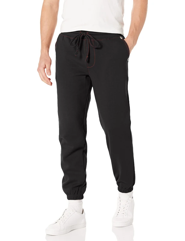 True Religion Men's Big T Jogger, JetBlack/Fiery Red, S