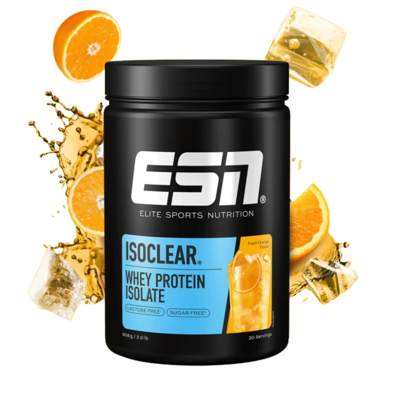ESN ISOCLEAR Whey Isolate Protein Powder, Fresh Orange, 908 g, 2 lbs, 30 Servings Clear Whey - Lactose Free