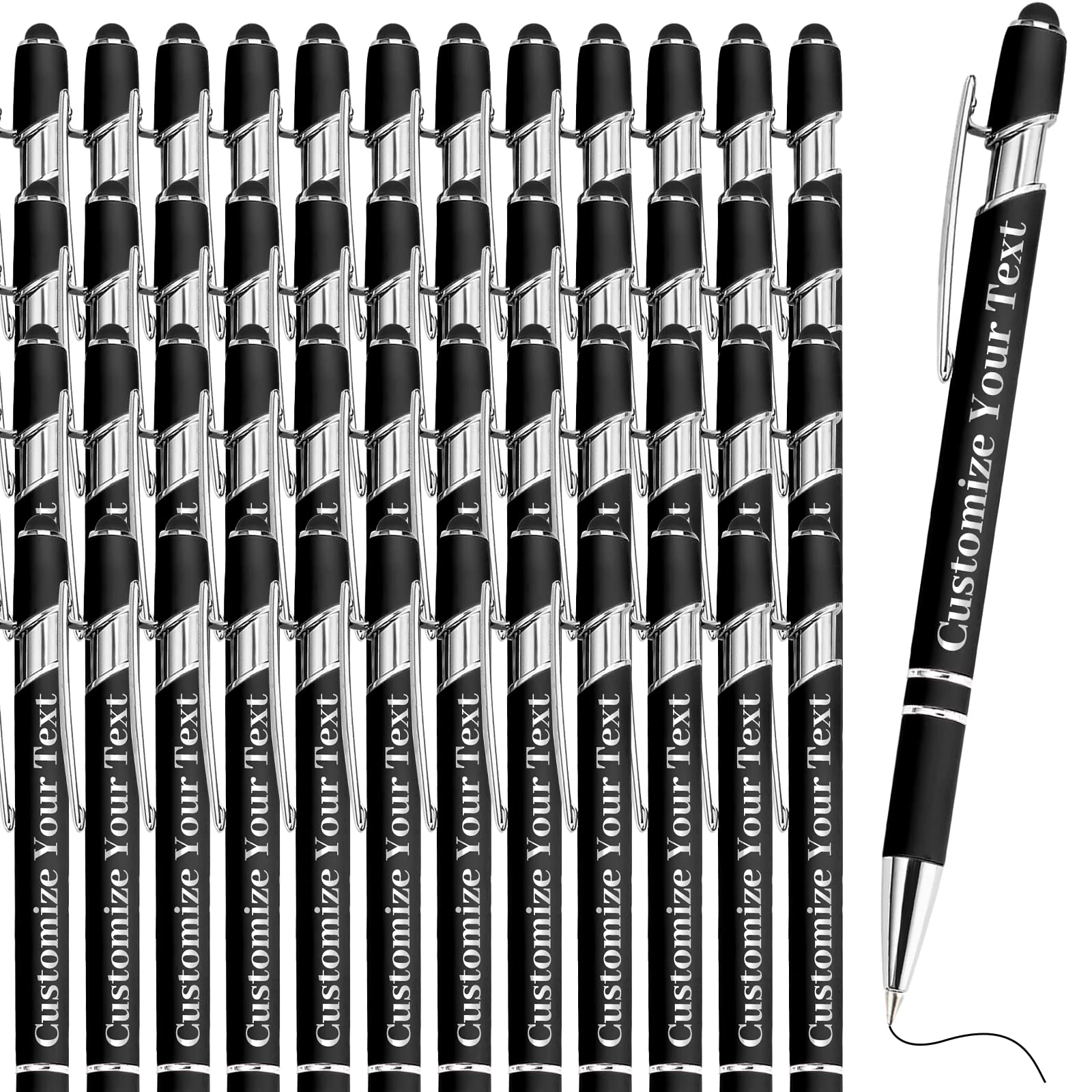 Fadace Up to 500 Pcs personalised Pens Bulk Custom customised Pen with Stylus Free Engraving Ballpoint Pens Set with Your Name Text for Business Women Men Graduation Wedding Gift 500 Packs