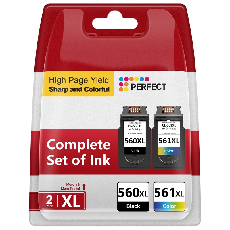 560XL 561XL Ink Cartridges, PG-560 Black & CL-561 Colour XL, High Capacity Replacement Canon 560 561 Ink Cartridges for Pixma TS5350 TS5351 TS5352 TS5353 TS7450 TS7451 (2 Pack)