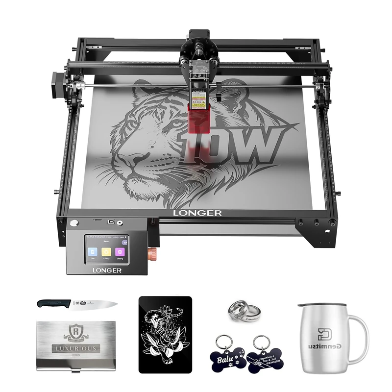 LONGER RAY5 10W Laser Engraving Machine, High-Speed CNC Engraver with 3.5" Touchscreen, App and Offline Control, Suitable for Wood, Acrylic, Leather and Metal, 400 x 400 mm Working Area - Image 1