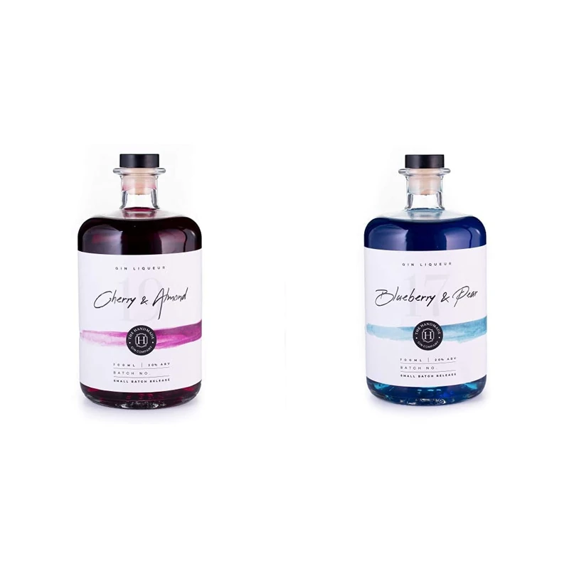 Original Bakewell Cherry & Almond Handmade Gin Liqueur 70cl - Premium Craft Gin - 20% ABV & Blueberry & Pear Handmade Gin Liqueur 70cl - Premium Craft Gin - 20% ABV
