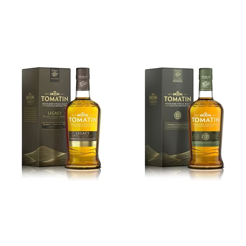 Tomatin 12 Year Old Highland Single Malt Scotch Whisky 43% alc/vol 70cl Glass Bottle in Gift Box & Tomatin Legacy Highland Single Malt Scotch Whisky 43% alc/vol 70cl Glass Bottle in Gift Box