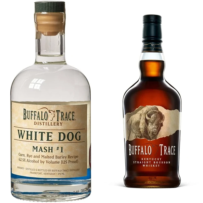 Buffalo Trace White Dog Mash #1 37.5cl & Buffalo Trace Kentucky Straight Bourbon Whiskey, 70cl, ABV 40% - Ideal partner in Old Fashioned Cocktail