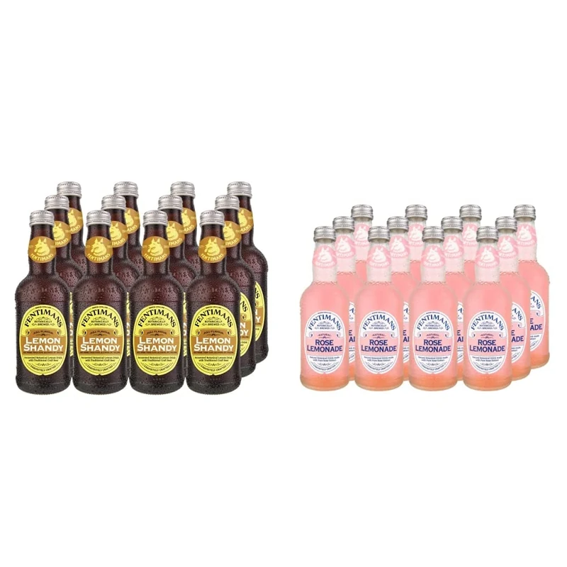 Fentimans Lemon Shandy, 275 ml (Pack of 12) & Fentimans Rose Lemonade, 12 x 275 ml Bottles