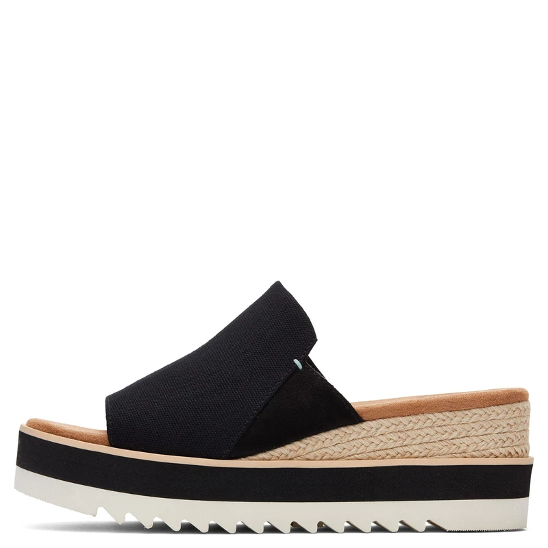 TOMS Women's Diana Mule Sandal, Black Heavy Canvas, 3